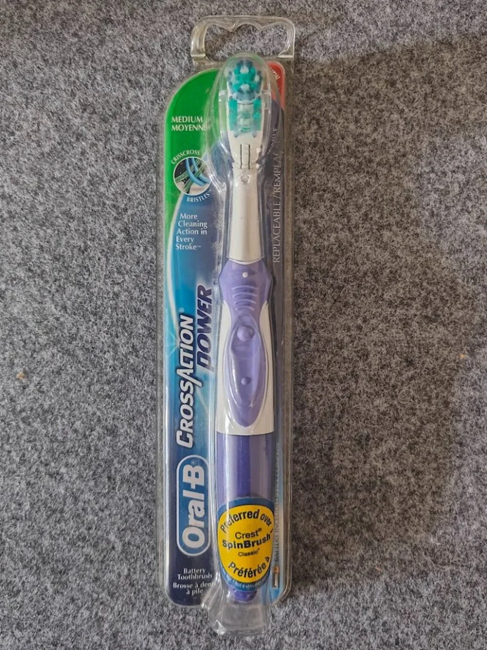 Oral B Cross Action Power Dual Clean Toothbrush Medium Purple New Battery